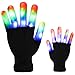 Led Gloves, DUZCLI Flashing Finger Light Up Gloves - Kids and Adult Size with Extra Batteries - for Rave, Halloween, Party Light show, Concerts, Disco, Party ,Half-finger,L(Adult-Over 10 Year old)