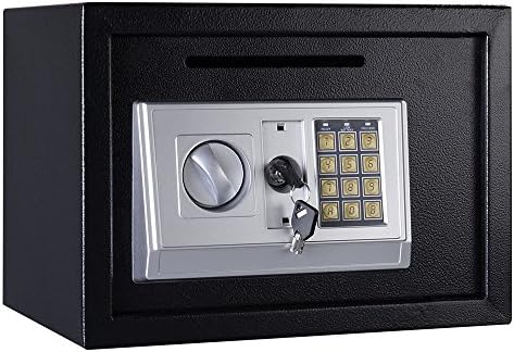 14" Digital Auction For The Digital Drop Cash Safe Box Depository Drop Cash Safe Box Gun Jewelry Home Hotel Lock Security With A "Safety Key" Black New