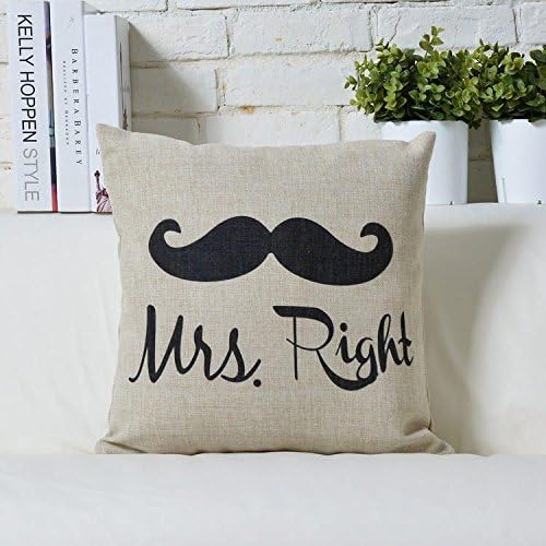 180g 45cm Thicker Cotton Linen Fabric Throw Pillow Black Mr Beard Saint Valentine's Day Fashion 18 Inch Wedding Gift Square Pillowcase New Home Decorative Sofa Back Cushion Cover (5)