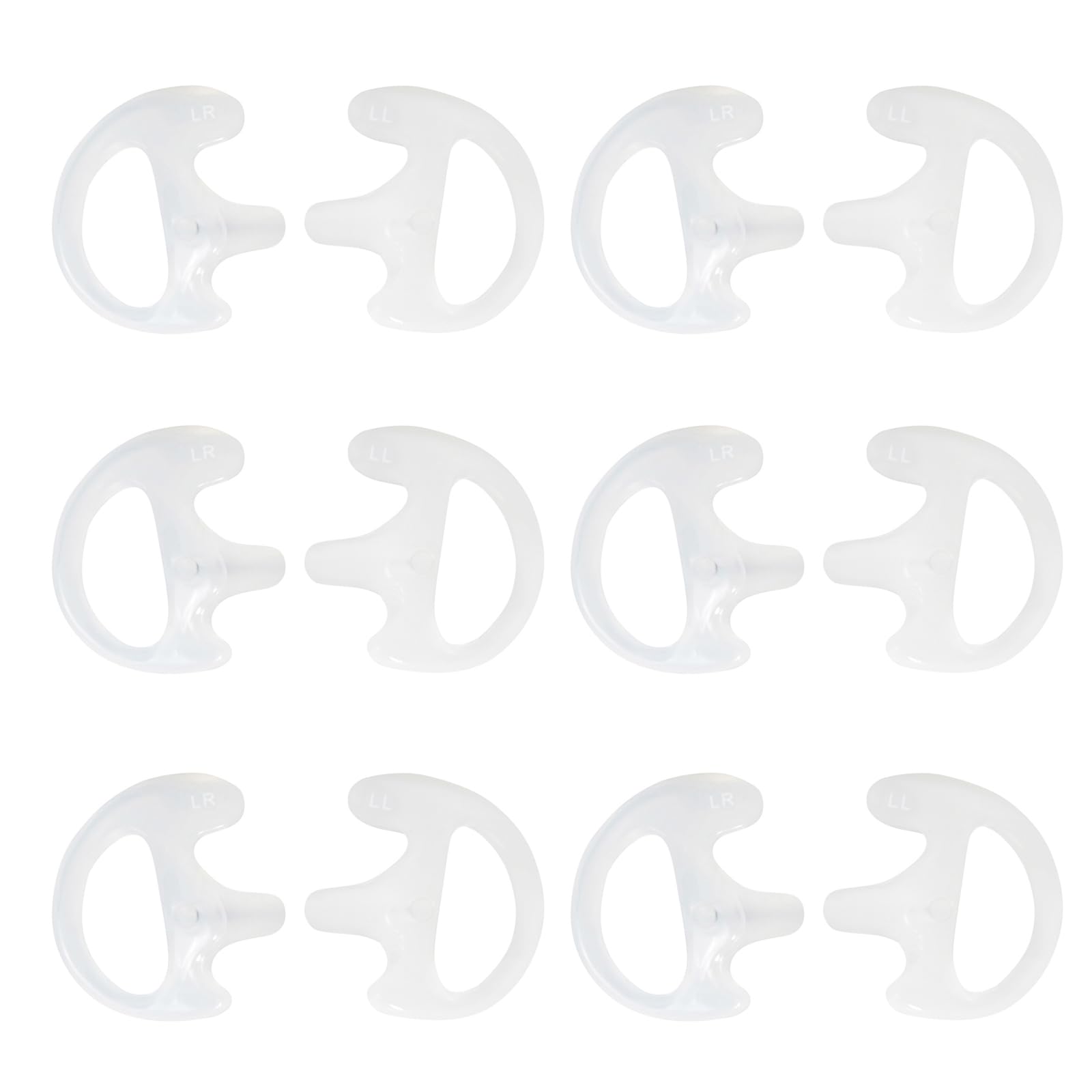 UAYESOK Replacement Earmold Soft Silicone Ear Buds Eartips for Motorola Kenwood Two Way Radio Air Acoustic Coil Tube Walkie Talkie Covert Earpiece Headset (Large*6, White)