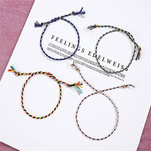 QCQHDU Braid String Friendship Anklets Bracelets Set for Women Girls Handmade Wish Adjustable Lucky Waterproof Jewelry