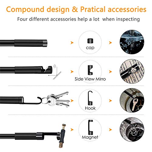 Industrial Endoscope,YINAMA 1.6-198inch Focal Distance Digital Semi-rigid Borescope 4.3inch LCD 2600mAh Rechargeable Battery 8G SD Card Snake Camera 1080P HD Video Waterproof Inspection Camera(9.84FT) - Thumbnail 5
