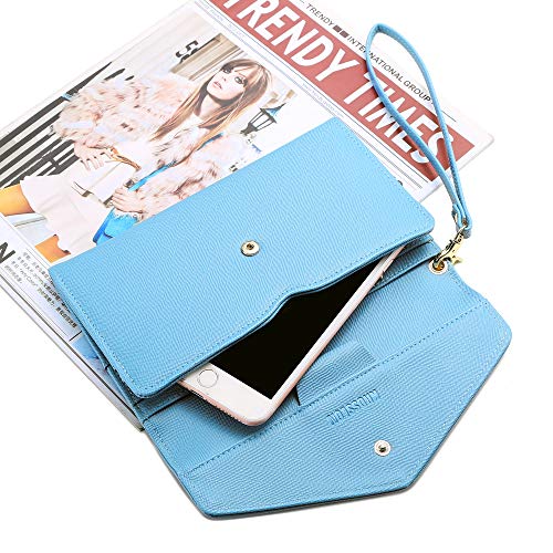 Krosslon Rfid Passport Holder Wristlet Travel Wallet Trifold Documents Organizer Slim Purse, Fit US UK CA Passport Cover Best Traveling Accessories for Women, Sky Blue(3#) - Thumbnail 2