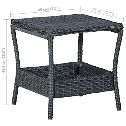 vidaXL Gartentisch Beistelltisch Couchtisch Balkontisch Terrassentisch Gartenmöbel Tisch Rattantisch Dunkelgrau 45x45x46,5cm Poly Rattan – Bild 6