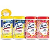 Lysol Disinfecting Wipes, 320ct (80ct X4), 2 Mango & Hibiscus + 2 Lemon & Lime Blossom, Packaging May Vary