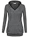 Pullover Hoodie for Women,Timeson Long Sleeve V Neck Tunic Sweatshirt With Pocket Deep Grey L