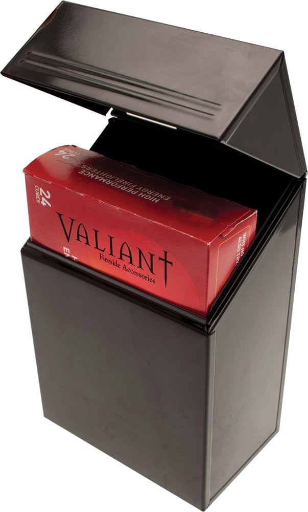Valiant Fireside Metal Firelighter Storage Box, Gloss Black Powder Coating, Small - Image 4