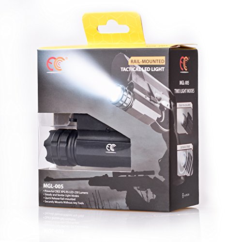 MCCC 230 Lumens LED Rail Mount Tactical Gun Flashlight Pistol Light with Strobe&Weaver Quick Release for Hunting, Black - Thumbnail 6