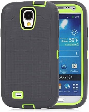 Huaxia Datacom for Samsung Galaxy S4 SIV I9500 Heavy Duty Shockproof Dirtproof Defender Case Cover w/ Built-in Screen Protector (Dark Grey Green)