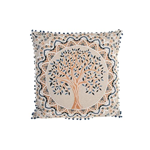 DKD Home Decor Kissen Baum Blau Gelb Hellbraun 60 x 20 x 60 cm, gelb, Estándar