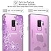 Casetego Compatible Galaxy S9 Plus Case,Clear Glitter Bling Shiny Soft Flexible TPU Case Rubber Silicone Skin with Flowers Floral IMD Printed Back Cover for Samsung Galaxy S9 Plus-Bling Purple