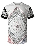 URBANCREWS Mens Hipster Hip Hop Paisley Crewneck Graphic T-shirt