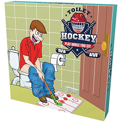 Island Dogs Toilet Hockey - Bathroom Becomes Your Game Room w/ Stick, Puck, Mat & Goal