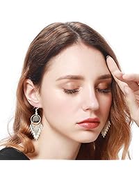 Golden Silvery Fashion - Juego de 6 pares de pendientes con flecos para mujer