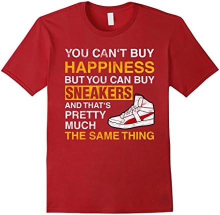 Mens Sneaker Shirt: "Happiness &amp; Sneakers" Gift for Sneaker Fan XL Cranberry
