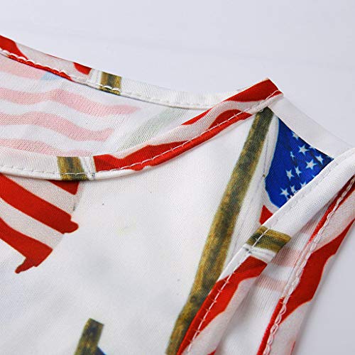 Smdoxi Women's American Flag T-Shirt July 4th Independence Day T-Shirt Loose Sleeveless Tops Patriotic American T-Shirt White - Thumbnail 6