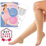 Maternity Compression Socks - Improve Circulation - Reduce Swollenness - Maternity Compression Stockings for Mothers - Wear with Anything - Knee High Compression Stockings with Compression Sock Aid