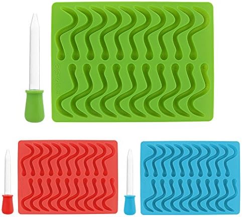20 Cavity Snakes Worm Silicone Gummy Mold Hard Candy Mold Ice Cube Trays Baby Party Shower Cake Decorating Tools Random Color