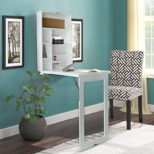 Fold Out Convertible Wall Mount Desk White Home Office Writing Desk