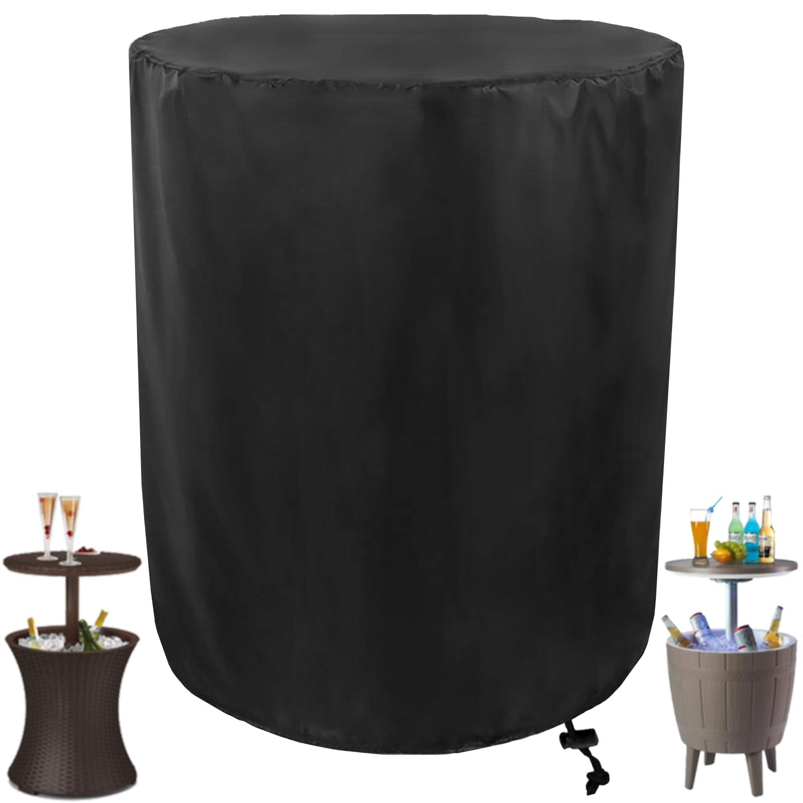 Photo 1 of WICKTICK Waterproof Cover for Keter Pacific Cool Bar Outdoor Patio Furniture and Hot Tub Side Table with 7.5 Gallon Beer and Wine Cooler, Outdoor Round Pool Side End Table Cover (21” Dia x 23” H)