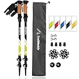 TrailBuddy Trekking Poles - 2-pc Pack Adjustable Hiking or Walking Sticks - Strong, Lightweight Aluminum 7075 - Quick Adjust Flip-lock - Cork Grip, Padded Strap - Free Bag, Accessories (Moss Green)