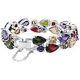 Fashion Gemstone Silver Bracelets, Silver Jewelry for Women Bracelet, Amethyst Garnet Morganite Peridot Women Jewelry Bracelets