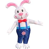 JUROSAICA Easter Bunny Inflatable Costume Adult Rabbit Blow Up Suit Full Body For Women Men Fancy Dress Cosplay Themed Party Holiday Family Community Recreational Events Outdoor Fairs Carnivals