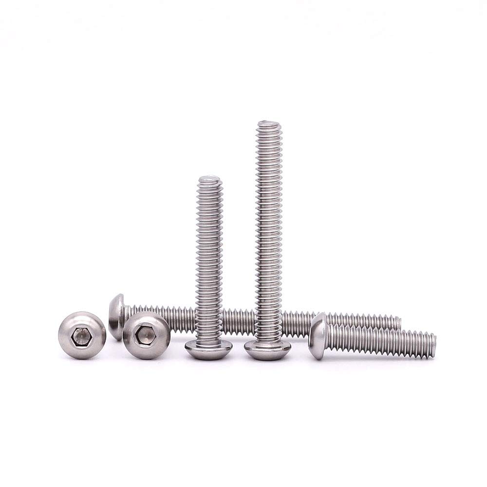 RoyceMart 3/8"-16 x 2-1/2" Hex Socket Button Head Cap Screws Bolts 20 PCS, Allen Socket Drive, 304 Stainless Steel 18-8, Bright Finish, Full Machine UNC Threads