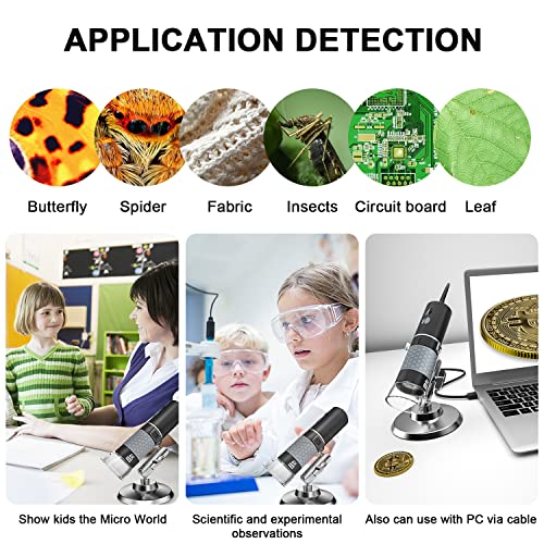 Bysameyee 4K 3840x2160P Wireless Digital Microscope, Handheld HD USB