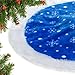 yuboo Blue Christmas Tree Skirt Fluffy, 36 inch Furry Fur Small Tree Skirt Rug with White Snowflakes Blue Christmas Decorations&Ornaments for Pencil Christmas Tree