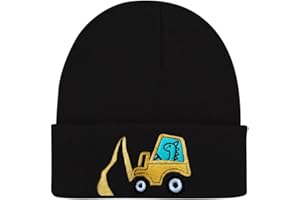 KABAKE Cute Embroidery Excavator Dinosaur Toddler Kids Beanie Caps Soft Warm Baby Knitted Winter Hat for Boys Girls Age 3-10
