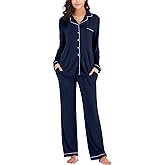 Aamikast Women's Pajama Sets Long Sleeve Button Down Sleepwear Nightwear Soft Pjs Lounge Sets