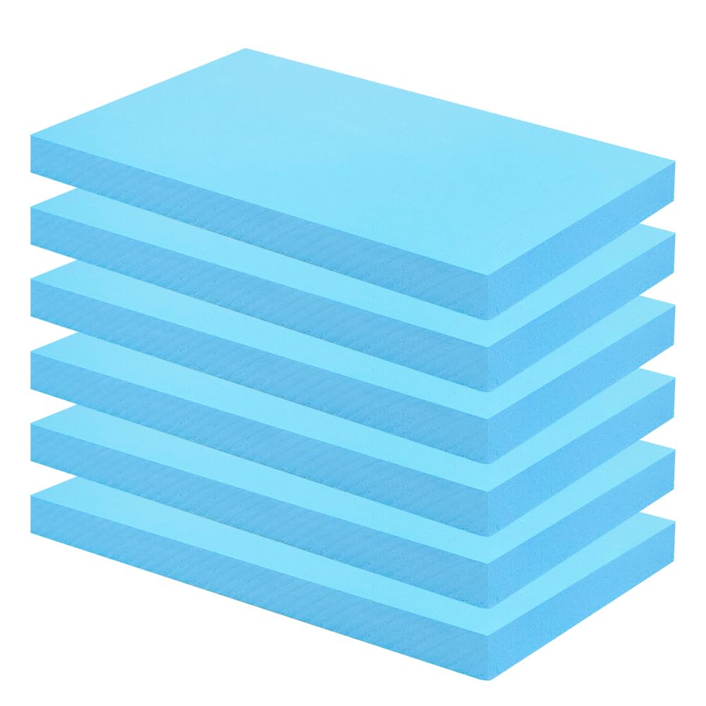 Fouvin Pack of 6 Foam Board, Hard Foam, Handmade DIY Model Material, Blue Hard Foam Board, Polystyrene Panels, Craft Board for Landscape Modelling (20 mm)
