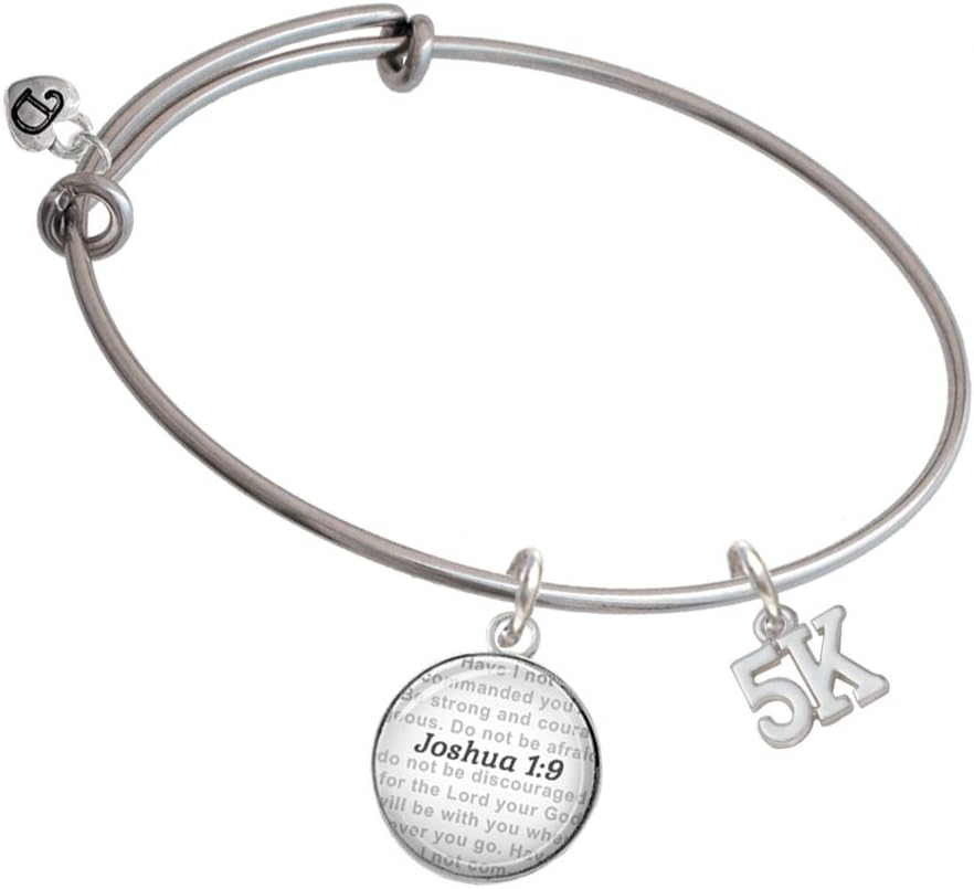Cheer Bunny 5K - Bible Verse Joshua 1:9 Glass Dome Bangle Bracelet