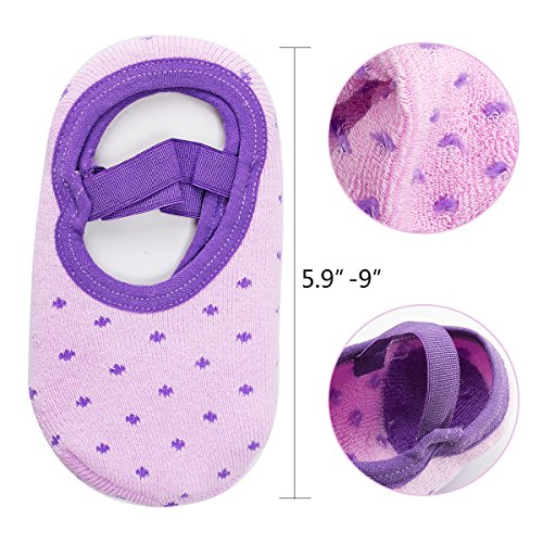 6 Pairs Baby Girl Socks Toddler Anti Skid Baby Boy Socks, Amariver Cute Lovely Polka Dot Baby Walker Socks for Baby Girl Toddler 12-36 Months (Thicker Socks)
