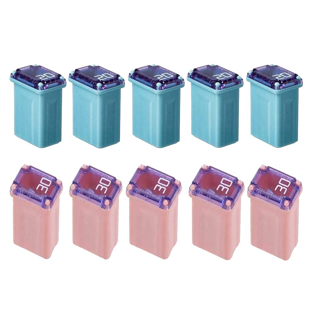Nagoyuki 10 PCS 20Amp 30Amp Miniature Box Fuses Plastic Fuse Square Car Fuse ("Low Blow")