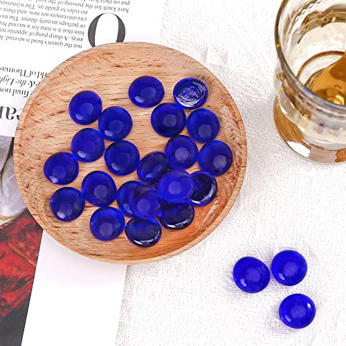 FUTUREPLUSX Flat Marbles Bulk, 100PCS Dark Blue Flat Marbles Glass Beads Aquarium Pebbles for DIY Crafts Fillers Scatter Decor