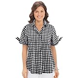 Collections Etc Women's Gingham Check Camp Buttoned Shirt