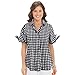 Collections Etc Women's Gingham Check Camp Buttoned Shirt