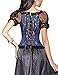 Burvogue Women's Short Sleeve Gothic Steampunk Jacquard Corsets Tops (Medium, Blue)