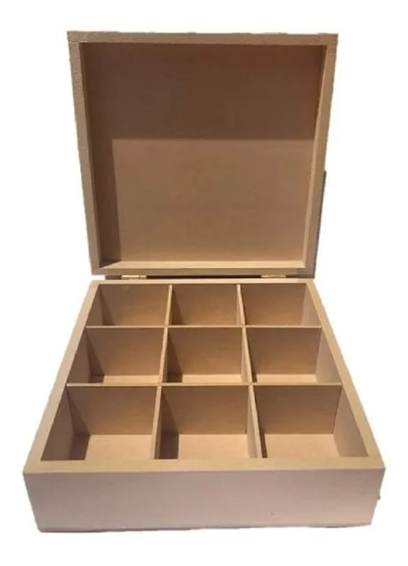 Caja de Madera (MDF) para organizar el Té 9 espacios