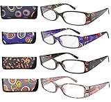 Eyekepper 4-Pack Beautiful Colors Spring Hinge Rectangular Reading Glasses +3.50