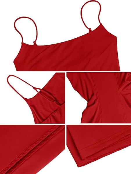 HYZ WOMEN’S TWO PIECE ROMPERS SLEEVELESS SPAGHETTI STRAP CAMI BACKLESS SECOND -SKIN FEEL SHORT JUMPSUIT BLACK RED