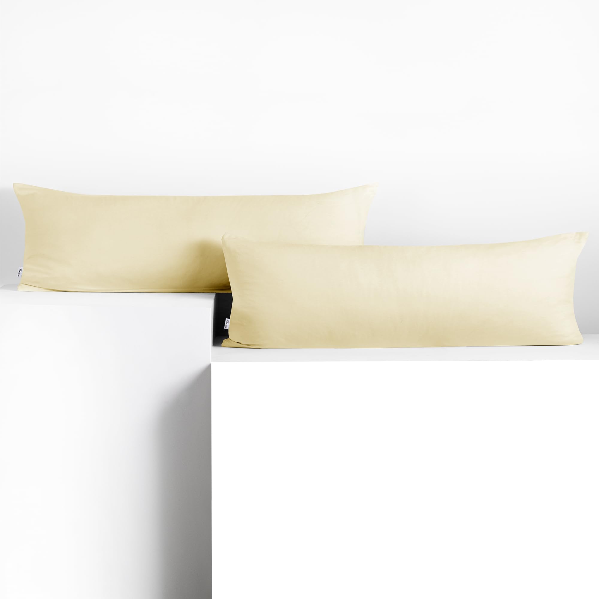 DecoKing 2 Pillowcases 40 x 200 cm Jersey 100% Combed Cotton Zip Cream Amber