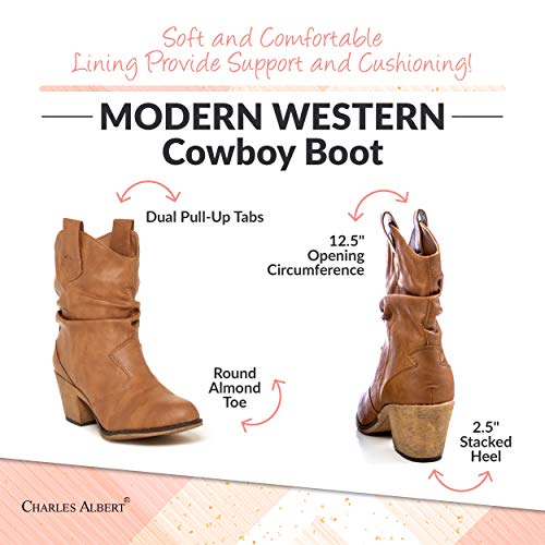 Charles Albert Women's Modern Western Cowboy Distressed Boot with Pull