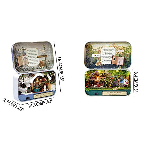 image for Diy Dollhouse Kit,Aolvo Miniature 3D Retro Tin Box Theme Theatre Model