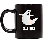 Pearhead Dead Inside Iridescent Ghost Coffee Mug, Halloween Ceramic Coffee Cup, Fall Home Decor, 13 oz