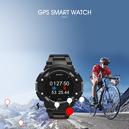 GPS Watch, DTNO.I F7 Outdoor Sports Watch for Men and Women with Pedometer, Altimeter, Barometer, Compass, Thermometer, Real-time Heart Rate Monitor, Various Activity Mode for Android and IOS