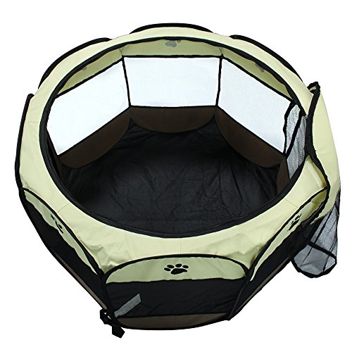 penobon Portable Foldable Pet Playpen, Exercise Kennel Removable Security Mesh Cover Indoor/Outdoor Tent，Pet Soft Side Play Yard - Thumbnail 6