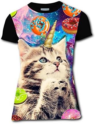 LanvMkk Womens Donut Unicorn Cat T-Shirt Short Sleeve 3D Print Tee Shirt